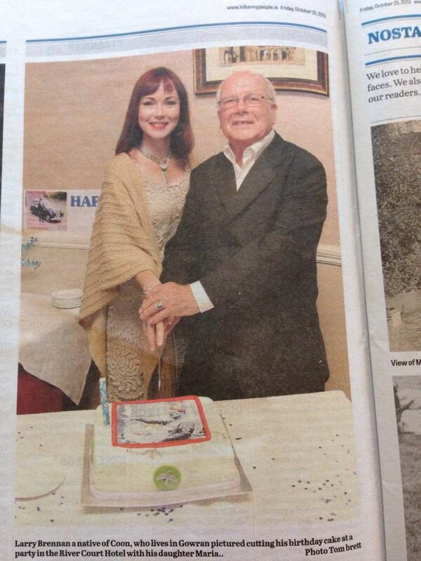 Lar Brennan photographed on his birthday with his daughter (and his cake!), Kilkenny People newspaper